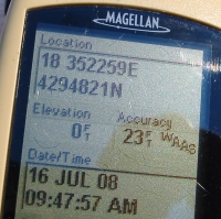 Photograph of a GPS display